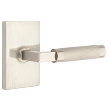 Load image into Gallery viewer, L-SQUARE KNURLED (LS.KN) PRIVACY (BED/BATH) LEVER WITH 2-3/8" BACKSET AND 1/4" ROUND FACEPLATE AND STRIKEPLATE