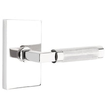 Load image into Gallery viewer, L-SQUARE KNURLED (LS.KN) PRIVACY (BED/BATH) LEVER WITH 2-3/8" BACKSET AND 1/4" ROUND FACEPLATE AND STRIKEPLATE