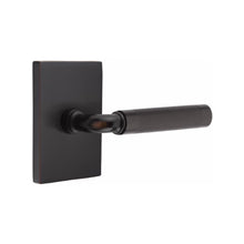 Load image into Gallery viewer, R-BAR KNURLED (RA.KN) PRIVACY (BED/BATH) LEVER WITH 2-3/8" BACKSET AND 1/4" ROUND FACEPLATE AND STRIKEPLATE
