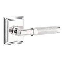 Load image into Gallery viewer, T-BAR KNURLED (TA.KN) PRIVACY (BED/BATH) LEVER WITH 2-3/8" BACKSET AND 1/4" ROUND FACEPLATE AND STRIKEPLATE