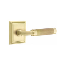Load image into Gallery viewer, R-BAR KNURLED (RA.KN) PRIVACY (BED/BATH) LEVER WITH 2-3/8" BACKSET AND 1/4" ROUND FACEPLATE AND STRIKEPLATE