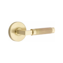 Load image into Gallery viewer, L-SQUARE KNURLED (LS.KN) PRIVACY (BED/BATH) LEVER WITH 2-3/8" BACKSET AND 1/4" ROUND FACEPLATE AND STRIKEPLATE