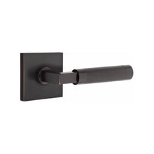 Load image into Gallery viewer, L-SQUARE KNURLED (LS.KN) PRIVACY (BED/BATH) LEVER WITH 2-3/8" BACKSET AND 1/4" ROUND FACEPLATE AND STRIKEPLATE