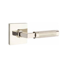Load image into Gallery viewer, L-SQUARE KNURLED (LS.KN) PRIVACY (BED/BATH) LEVER WITH 2-3/8" BACKSET AND 1/4" ROUND FACEPLATE AND STRIKEPLATE