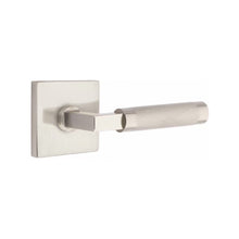 Load image into Gallery viewer, L-SQUARE KNURLED (LS.KN) PRIVACY (BED/BATH) LEVER WITH 2-3/8" BACKSET AND 1/4" ROUND FACEPLATE AND STRIKEPLATE