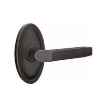 Load image into Gallery viewer, MILANO (M) PRIVACY (BED/BATH) LEVER WITH 2-3/8" BACKSET AND 1/4" ROUND FACEPLATE AND STRIKEPLATE