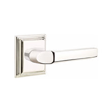 Load image into Gallery viewer, MILANO (M) PRIVACY (BED/BATH) LEVER WITH 2-3/8" BACKSET AND 1/4" ROUND FACEPLATE AND STRIKEPLATE
