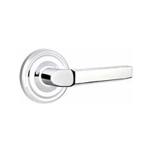 Load image into Gallery viewer, MILANO (M) PRIVACY (BED/BATH) LEVER WITH 2-3/8" BACKSET AND 1/4" ROUND FACEPLATE AND STRIKEPLATE