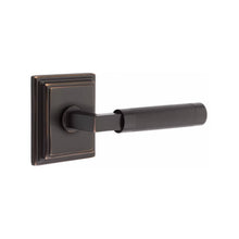 Load image into Gallery viewer, L-SQUARE KNURLED (LS.KN) PRIVACY (BED/BATH) LEVER WITH 2-3/8" BACKSET AND 1/4" ROUND FACEPLATE AND STRIKEPLATE
