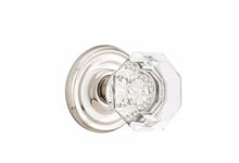 Load image into Gallery viewer, OLD TOWN GLASS (OT) PASSAGE (HALL/CLOSET) KNOB WITH 2-3/8" BACKSET AND 1/4" ROUND FACEPLATE AND STRIKEPLATE
