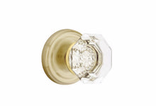 Load image into Gallery viewer, OLD TOWN GLASS (OT) PRIVACY (BED/BATH) KNOB WITH 2-3/8" BACKSET AND 1/4" ROUND FACEPLATE AND STRIKEPLATE