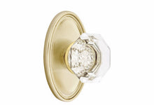 Load image into Gallery viewer, OLD TOWN GLASS (OT) PRIVACY (BED/BATH) KNOB WITH 2-3/8" BACKSET AND 1/4" ROUND FACEPLATE AND STRIKEPLATE