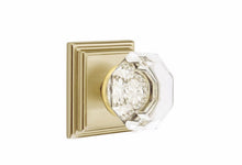 Load image into Gallery viewer, OLD TOWN GLASS (OT) PRIVACY (BED/BATH) KNOB WITH 2-3/8" BACKSET AND 1/4" ROUND FACEPLATE AND STRIKEPLATE