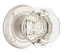 Load image into Gallery viewer, OLD TOWN GLASS (OT) PASSAGE (HALL/CLOSET) KNOB WITH 2-3/8" BACKSET AND 1/4" ROUND FACEPLATE AND STRIKEPLATE