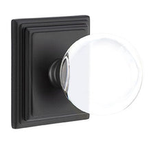 Load image into Gallery viewer, BRISTOL GLASS (BL) PRIVACY (BED/ BATH) KNOB WITH 2-3/8" BACKSET AND 1/4" ROUND FACEPLATE AND STRIKEPLATE WITH TRADITIONAL ROSETTE