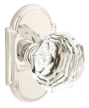Load image into Gallery viewer, DIAMOND GLASS (CK) PASSAGE (HALL/CLOSET) KNOB WITH 2-3/8" BACKSET AND 1/4" ROUND FACEPLATE AND STRIKEPLATE