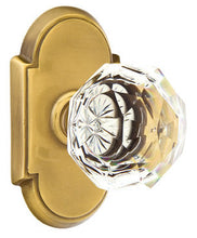 Load image into Gallery viewer, DIAMOND GLASS (CK) PRIVACY (BED/BATH) KNOB WITH 2-3/8" BACKSET AND 1/4" ROUND FACEPLATE AND STRIKEPLATE