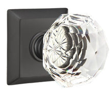 Load image into Gallery viewer, DIAMOND GLASS (CK) PRIVACY (BED/BATH) KNOB WITH 2-3/8" BACKSET AND 1/4" ROUND FACEPLATE AND STRIKEPLATE