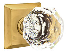 Load image into Gallery viewer, DIAMOND GLASS (CK) PASSAGE (HALL/CLOSET) KNOB WITH 2-3/8" BACKSET AND 1/4" ROUND FACEPLATE AND STRIKEPLATE