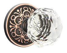 Load image into Gallery viewer, DIAMOND GLASS (CK) PASSAGE (HALL/CLOSET) KNOB WITH 2-3/8" BACKSET AND 1/4" ROUND FACEPLATE AND STRIKEPLATE