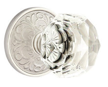 Load image into Gallery viewer, DIAMOND GLASS (CK) PRIVACY (BED/BATH) KNOB WITH 2-3/8" BACKSET AND 1/4" ROUND FACEPLATE AND STRIKEPLATE