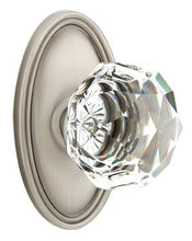 Load image into Gallery viewer, DIAMOND GLASS (CK) PRIVACY (BED/BATH) KNOB WITH 2-3/8" BACKSET AND 1/4" ROUND FACEPLATE AND STRIKEPLATE