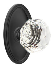 Load image into Gallery viewer, DIAMOND GLASS (CK) PRIVACY (BED/BATH) KNOB WITH 2-3/8" BACKSET AND 1/4" ROUND FACEPLATE AND STRIKEPLATE