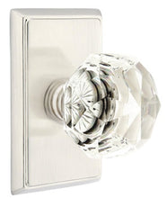 Load image into Gallery viewer, DIAMOND GLASS (CK) PASSAGE (HALL/CLOSET) KNOB WITH 2-3/8" BACKSET AND 1/4" ROUND FACEPLATE AND STRIKEPLATE