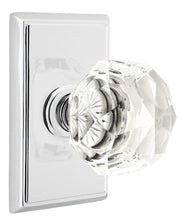 Load image into Gallery viewer, DIAMOND GLASS (CK) PRIVACY (BED/BATH) KNOB WITH 2-3/8" BACKSET AND 1/4" ROUND FACEPLATE AND STRIKEPLATE