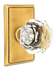 Load image into Gallery viewer, DIAMOND GLASS (CK) PASSAGE (HALL/CLOSET) KNOB WITH 2-3/8" BACKSET AND 1/4" ROUND FACEPLATE AND STRIKEPLATE