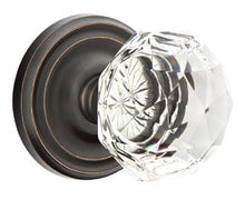 Load image into Gallery viewer, DIAMOND GLASS (CK) PRIVACY (BED/BATH) KNOB WITH 2-3/8" BACKSET AND 1/4" ROUND FACEPLATE AND STRIKEPLATE