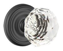 Load image into Gallery viewer, DIAMOND GLASS (CK) PRIVACY (BED/BATH) KNOB WITH 2-3/8" BACKSET AND 1/4" ROUND FACEPLATE AND STRIKEPLATE