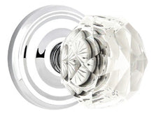 Load image into Gallery viewer, DIAMOND GLASS (CK) PASSAGE (HALL/CLOSET) KNOB WITH 2-3/8" BACKSET AND 1/4" ROUND FACEPLATE AND STRIKEPLATE