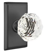 Load image into Gallery viewer, DIAMOND GLASS (CK) PRIVACY (BED/BATH) KNOB WITH 2-3/8" BACKSET AND 1/4" ROUND FACEPLATE AND STRIKEPLATE