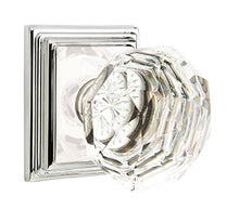 Load image into Gallery viewer, DIAMOND GLASS (CK) PASSAGE (HALL/CLOSET) KNOB WITH 2-3/8" BACKSET AND 1/4" ROUND FACEPLATE AND STRIKEPLATE