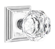 Load image into Gallery viewer, DIAMOND GLASS (CK) PRIVACY (BED/BATH) KNOB WITH 2-3/8" BACKSET AND 1/4" ROUND FACEPLATE AND STRIKEPLATE