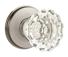 Load image into Gallery viewer, ASTORIA GLASS (AS) PRIVACY (BED/BATH) KNOB WITH 2-3/8" BACKSET AND 1/4" ROUND FACEPLATE AND STRIKEPLATE