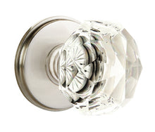 Load image into Gallery viewer, DIAMOND GLASS (CK) PRIVACY (BED/BATH) KNOB WITH 2-3/8" BACKSET AND 1/4" ROUND FACEPLATE AND STRIKEPLATE