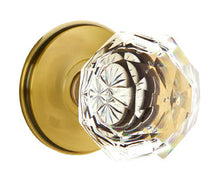 Load image into Gallery viewer, DIAMOND GLASS (CK) PRIVACY (BED/BATH) KNOB WITH 2-3/8" BACKSET AND 1/4" ROUND FACEPLATE AND STRIKEPLATE