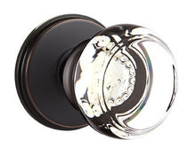 Load image into Gallery viewer, GEORGETOWN GLASS (GT) PRIVACY (BED/BATH) KNOB WITH 2-3/8" BACKSET AND 1/4" ROUND FACEPLATE AND STRIKEPLATE