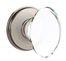 Load image into Gallery viewer, HAMPTON GLASS (HT) PRIVACY (BED/BATH) KNOB WITH 2-3/8" BACKSET AND 1/4" FACEPLATE AND STRIKEPLATE WITH TRADITIONAL ROSETTE