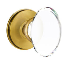 Load image into Gallery viewer, HAMPTON GLASS (HT) PASSAGE (HALL/CLOSET) KNOB WITH 2-3/8" BACKSET AND 1/4" FACEPLATE AND STRIKEPLATE WITH TRADITIONAL ROSETTE