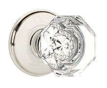 Load image into Gallery viewer, OLD TOWN GLASS (OT) PRIVACY (BED/BATH) KNOB WITH 2-3/8" BACKSET AND 1/4" ROUND FACEPLATE AND STRIKEPLATE