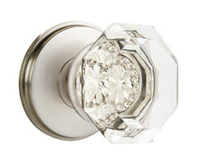 Load image into Gallery viewer, OLD TOWN GLASS (OT) PRIVACY (BED/BATH) KNOB WITH 2-3/8" BACKSET AND 1/4" ROUND FACEPLATE AND STRIKEPLATE