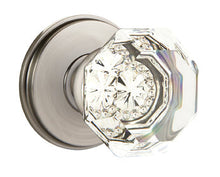 Load image into Gallery viewer, OLD TOWN GLASS (OT) PRIVACY (BED/BATH) KNOB WITH 2-3/8" BACKSET AND 1/4" ROUND FACEPLATE AND STRIKEPLATE