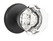 Load image into Gallery viewer, OLD TOWN GLASS (OT) PRIVACY (BED/BATH) KNOB WITH 2-3/8" BACKSET AND 1/4" ROUND FACEPLATE AND STRIKEPLATE