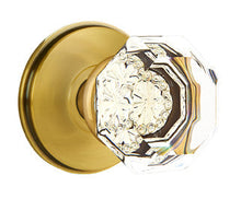 Load image into Gallery viewer, OLD TOWN GLASS (OT) PRIVACY (BED/BATH) KNOB WITH 2-3/8" BACKSET AND 1/4" ROUND FACEPLATE AND STRIKEPLATE