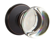 Load image into Gallery viewer, PROVIDENCE GLASS (PC) PRIVACY (BED/BATH) KNOB WITH 2-3/8" BACKSET AND 1/4" ROUND FACEPLATE AND STRIKEPLATE
