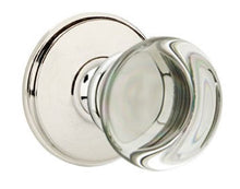 Load image into Gallery viewer, PROVIDENCE GLASS (PC) PRIVACY (BED/BATH) KNOB WITH 2-3/8" BACKSET AND 1/4" ROUND FACEPLATE AND STRIKEPLATE