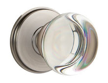 Load image into Gallery viewer, PROVIDENCE GLASS (PC) PRIVACY (BED/BATH) KNOB WITH 2-3/8" BACKSET AND 1/4" ROUND FACEPLATE AND STRIKEPLATE